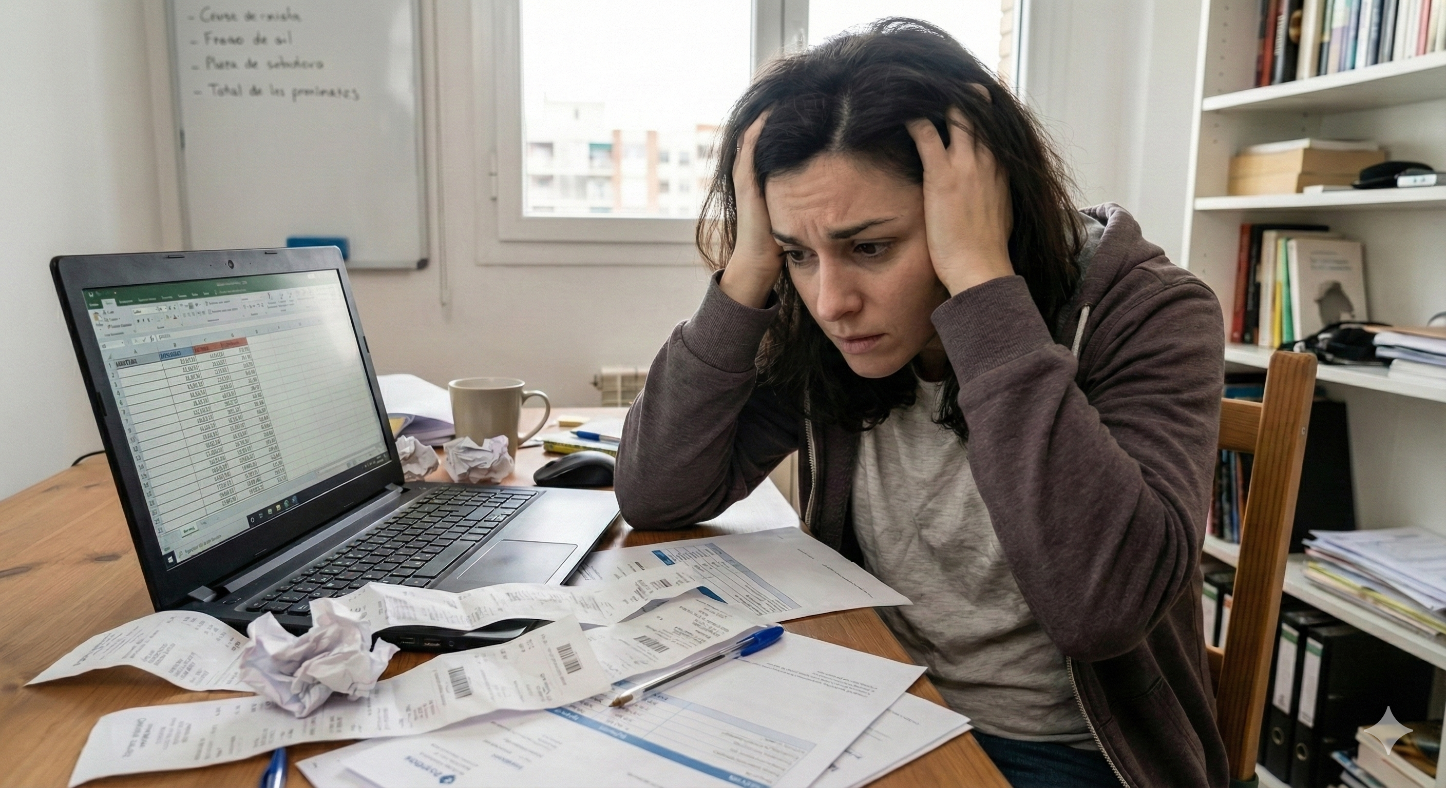 Mujer estresada con gastos